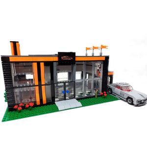 Modbrix - Autohaus und Werkstatt mit 300er SL - Modellbau Auto - 38 x 19 x 37 cm Häuser (Architektur) modbrix.ch 