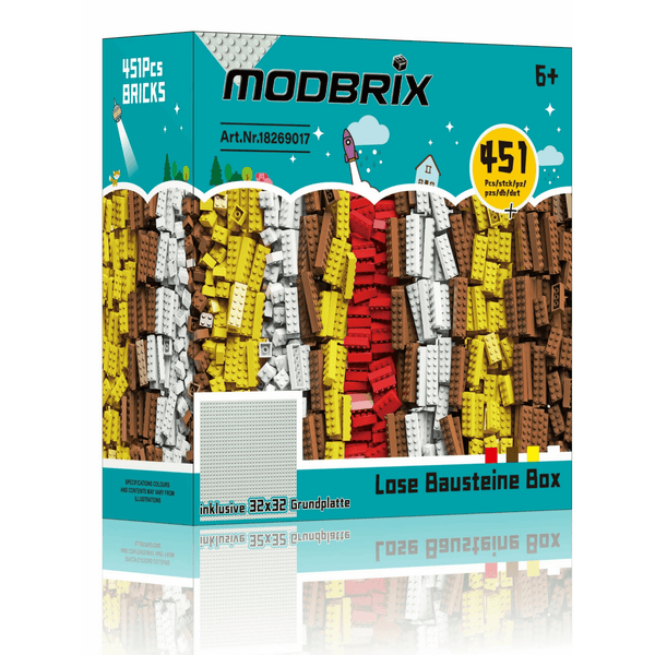 Modbrix - Bausteine Box in bunten Farben inkl. Grundplatte Gubrix 