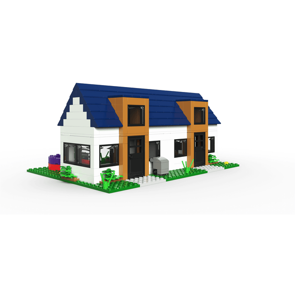 Modbrix - Doppelhaus mit Grundplatte und Minifiguren - Modellbau Haus - 592 Klemmbausteine Häuser (Architektur) Gubrix 